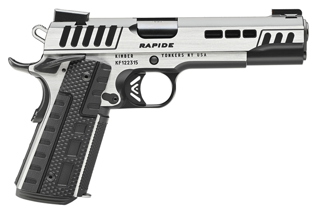 Picture of  Kimber Mfg.,Inc 3000426  Rapide Scorpius 10Mm 8+1 5" Black Kimpro II W/ Brush Polished Flats Stainless Steel Slide G10 Grip