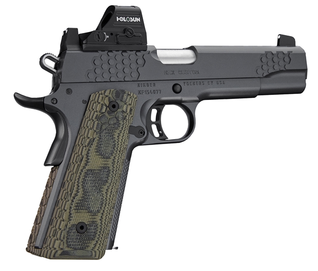 Picture of  Kimber Mfg.,Inc 3000434 Khx Custom (Oi) 9Mm 9+1 5" Front Serrations Stainless Steel Slide Gray Kimpro II G-10 Grip