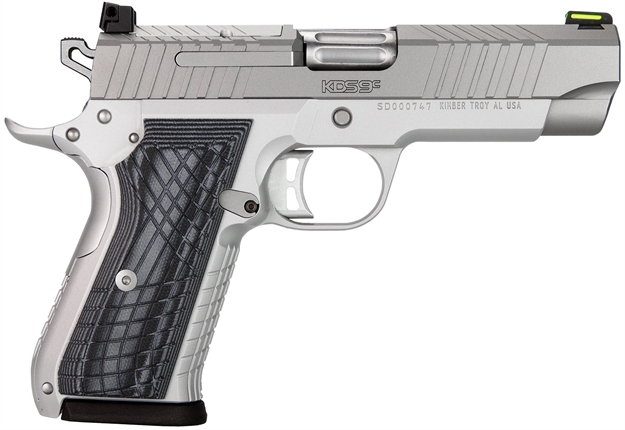 Picture of  Kimber Mfg.,Inc 3100012 Kds9c  9Mm 15+1 4.09" Kimpro Silver  Front And Rear Serrations Stainless Steel Slide Gray And Black G10 Crosshatch Grip
