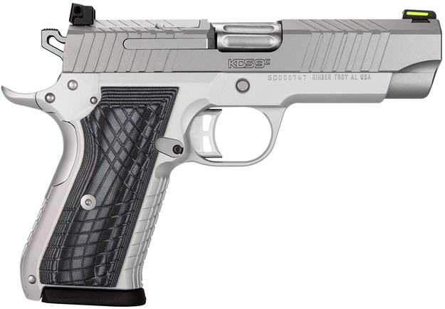 Picture of  Kimber Mfg.,Inc 3100013 Kds9c  9Mm 10+1 4.09" Kimpro Silver  Front And Rear Serrations Stainless Steel Slide Gray And Black G10 Crosshatch Grip 669278310138