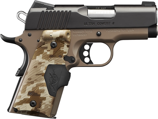 Picture of Kimber Mfg.,Inc 3200167Ca Ultra Covert II (Ca) 45 Acp 7+1 3" Matte Black Steel Slide Dark Earth Kimpro II Digital Camo W/ Kimber Logo Grip KIM3200167 669278321677