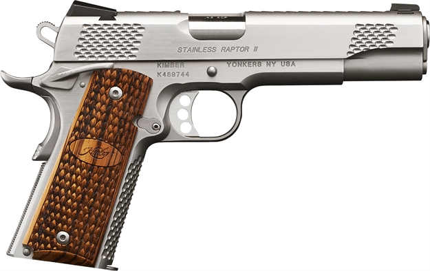 Picture of  Kimber Mfg.,Inc 3200181Ca Stainless Raptor II (Ca) 45 Acp 8+1 5" Brush Polished Front Serrations Stainless Steel Slide