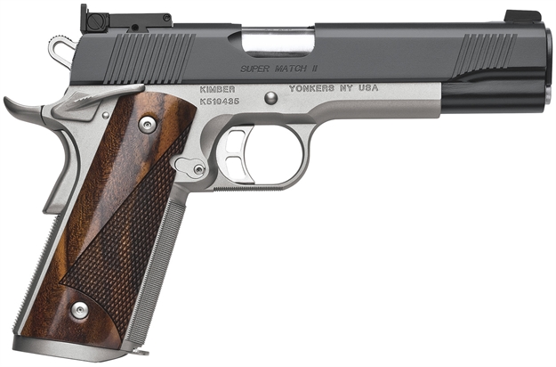 Picture of Kimber Mfg.,Inc 3200309 Super Match II 45 Acp 8+1 5" Matte Black Kimpro II Aggressive Slide Serrations Front Strap Checkering Walnut Grip KIM3200309 669278323091