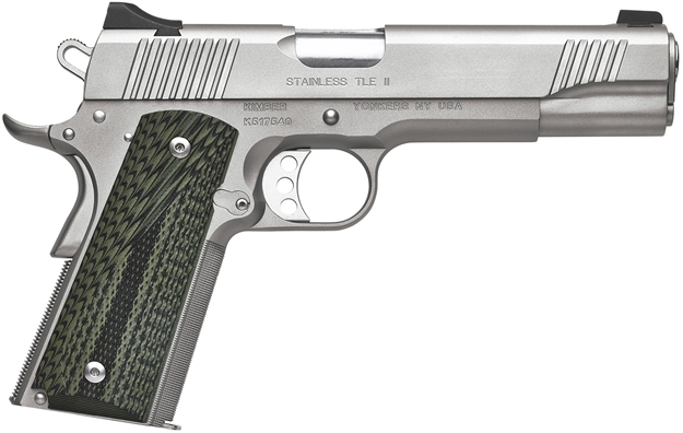 Picture of Kimber Mfg, Inc 3200342 Tle II  45 Acp 7+1 5" Stainless Match Grade Barrel, Satin Silver Serrated Stainless Steel Slide & Frame W/Beavertail, Aggressively Textures G-10 Grip KIM3200342