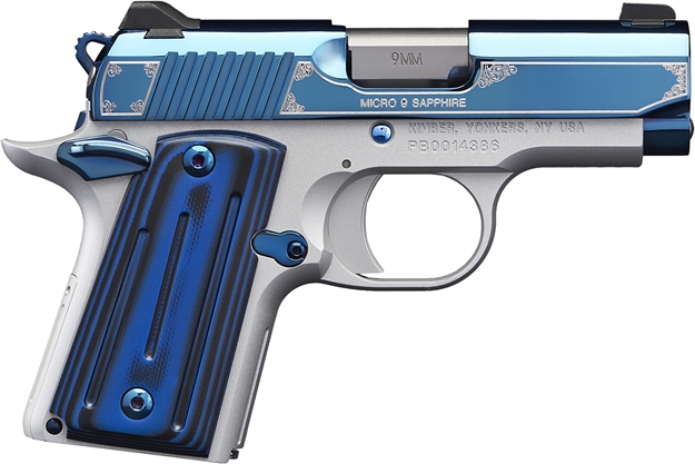 Picture of Kimber Mfg.,Inc 3300111 Micro 9 Sapphire 9Mm 6+1 3.15" Polished Bright Blue Pvd Coating Stainless Steel Slide G-10 Grip KIM3300111 669278331119
