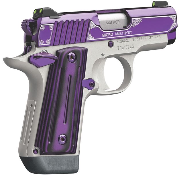 Picture of Kimber Mfg.,Inc 3300160 Micro Amethyst NS 380 Acp 7+1 2.75" Amethyst Purple Pvd Stainless Steel Slide Satin Silver G10 Grip KIM3300160 669278331607