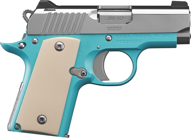 Picture of Kimber Mfg.,Inc 3300210 Micro Bel Air NS 380 Acp 2.75" Ramped Barrel Stainless Steel Slide Bel Air Blue Mirror-Polished Ivory Micarta Grip KIM3300210 669278332109