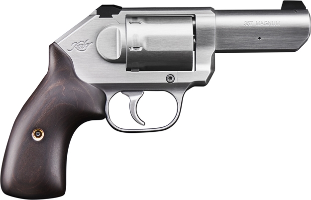 Picture of Kimber Mfg, Inc 3400011 K6s Stainless 3 357 Mag 6 Shot 3" Brushed Stainless Steel Barrel &S Cylinder, Brushed Stainless Steel Frame, Large Smooth Walnut Grip, Concealed Hammer KIM3400011