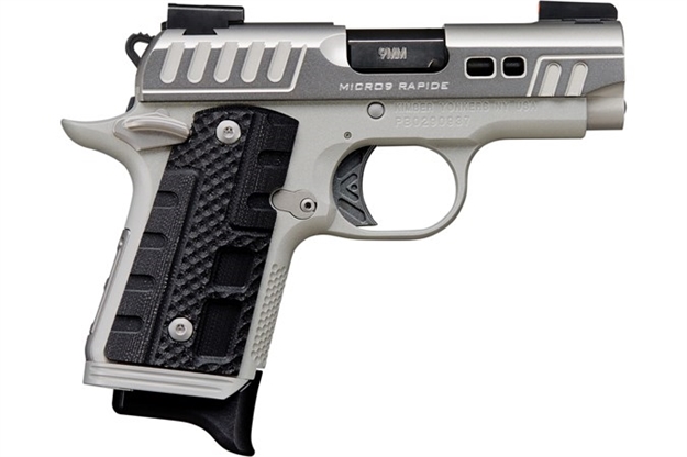 Picture of  Kimber Mfg.,Inc 3300223 Micro 9 Rapide Black Ice 9Mm 7+1 3.15" Silver/Grey Kimpro II Black G10 Grip