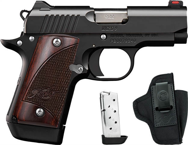 Picture of  Kimber Mfg.,Inc 3300241 Micro 9 Rtc 9Mm 7+1 3.15" Black Kimpro II Stainless Steel Slide Rosewood Grip