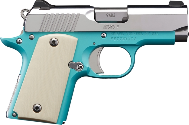 Picture of  Kimber Mfg.,Inc 3700647 Micro 9 Bel Air NS 9Mm 6+1 3.15" Stainless Steel Slide Bel Air Blue Mirror-Polished Ivory G-10 Grip 669278376479