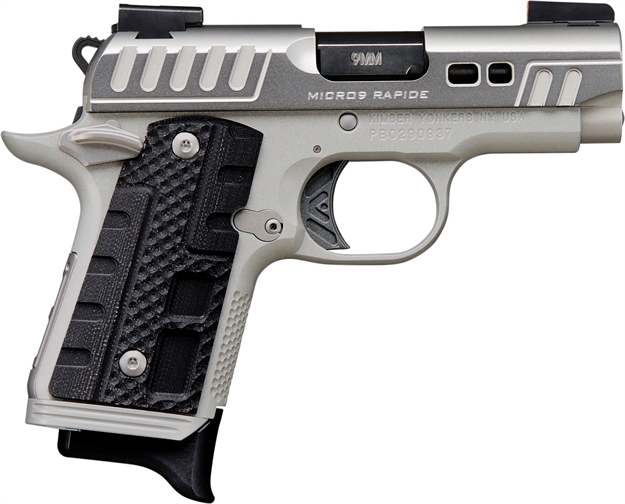 Picture of  Kimber Mfg.,Inc 3300223 Micro 9 Rapide Black Ice 9Mm 7+1 3.15" Silver/Grey Kimpro II Black G10 Grip