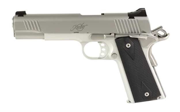 Picture of  Kimber Mfg, Inc 3700826 Stainless LW Club Bundle Full Size Frame 45 Acp 7+1 5" Stainless Match Grade Barrel, Serrated Stainless Steel Slide, Stainless Aluminum Frame W/Beavertail, Black Textured Grip