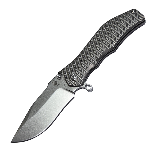 Picture of Kizer Gunhammer 3.5" Flipper - Stonewash Clip Point Plain