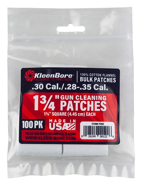 Picture of  Kleenbore P202 Super Shooter  .30/ .28 - .35 Cal 1.75" 100% Cotton Flannel 75 Per Pack