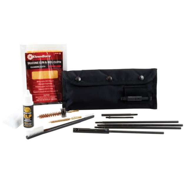 Picture of  Kleenbore Pou302b Modular Cleaning Kit Multi-Caliber Handgun/Rifle Bronze/Nylon Bristles Black Nylon Case 026249000311
