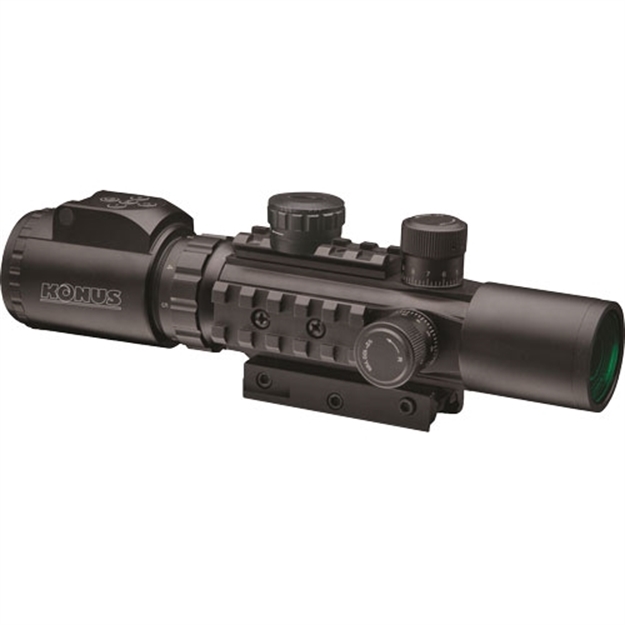 Picture of Konus 7170 Konuspro As-34 Matte Black 2-6X28mm 34Mm Tube Dual Illuminated Green/Red Engraved Mil-Dot Reticle Features Bubble Level 7170        