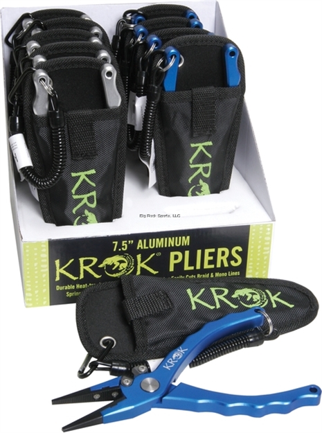 Picture of Krok Aluminum Pliers 7.5" Straight Jaw W/Side Cutter, Lanyard & Sheath W/Display