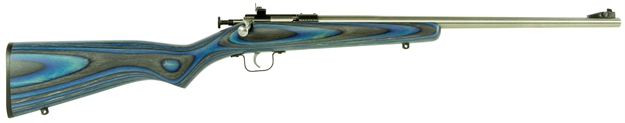 Picture of  Crickett Ksa2223 Youth  22 LR 1Rd 16.12" Stainless Steel Barrel, Fixed Front/Adjustable Rear Peep Sights, Blue Laminate Stock W/11.5" Lop, Rebounding Firing Pin Safety