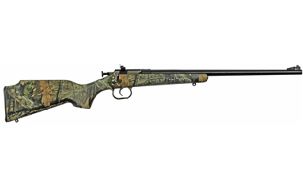 Picture of  Crickett Ksa2163 Youth  22 LR 1Rd 16.12" Blued Barrel & Receiver, Fixed Front/Adjustable Rear Peep Sight, Hydro Dipped Mossy Oak Break-Up Synthetic Stock W/11.5" Lop, Rebounding Firing Pin Safety 611613021636