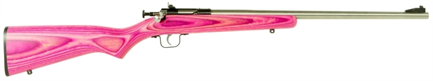Picture of  Crickett Ksa2226 Youth  22 LR 1Rd 16.12" Stainless Steel Barrel, Fixed Front/Adjustable Rear Peep Sights, Pink/Black Laminate Stock W/11.5" Lop, Rebounding Firing Pin Safety