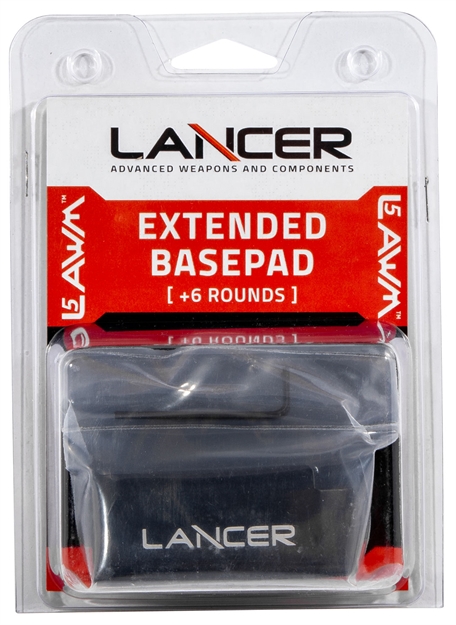 Picture of  Lancer Extbp06blk L5awm Magazine Base Pad Extended 6Rd Compatible W/ Lancer L5 Advance Warfighter Magazine Black Aluminum 738435620011