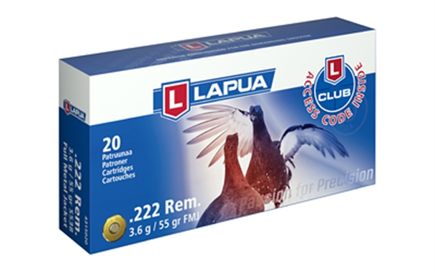 Picture of Lapua 222 Rem 55Gr Fmj 20/600 4315021