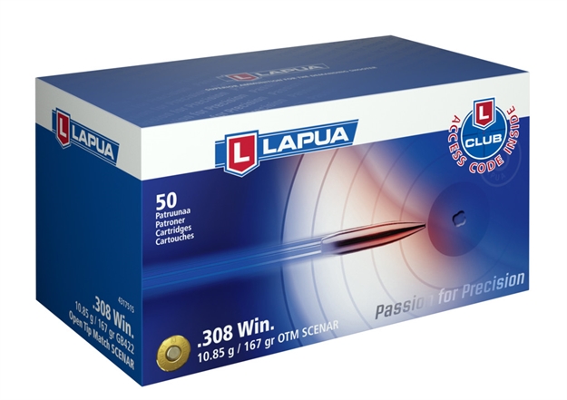 Picture of Lapua .308 Win. 167Gr Hpbt Scenar Ammo 50Ct #4317515