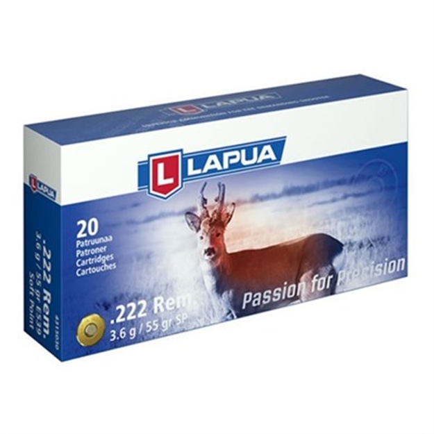 Picture of Lapua Ammo 222 Rem 55Gr SP 20/Bx