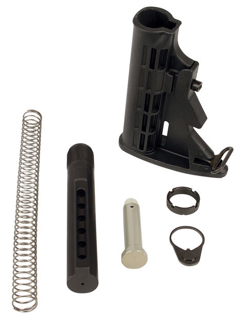 Picture of  Lbe Unlimited Milstkkt Complete Mil-Spec Stock Kit  6 Position Black Synthetic For Ar-15, M4 765857617497