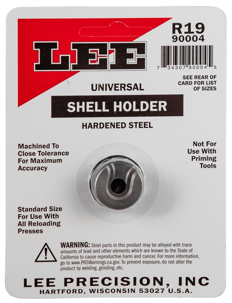 Picture of  Lee Precision 90004 Shell Holder Universal #19R 9Mm Luger / 38 Acp / 40 S&W 734307900045