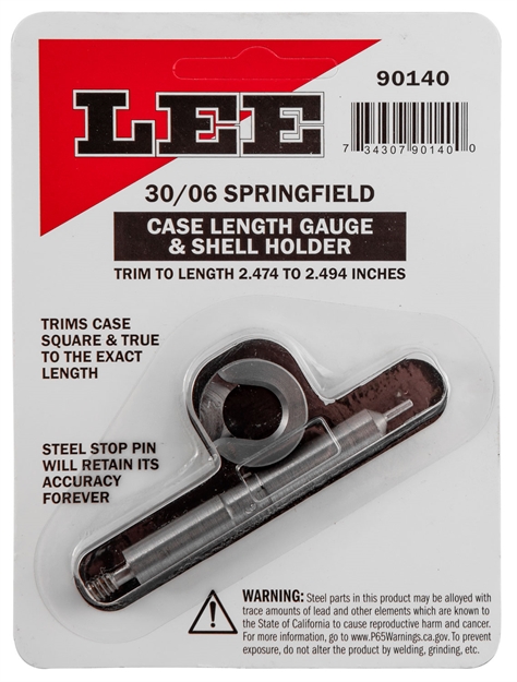 Picture of  Lee Precision 90140 Case Length Gauge  30-06 Springfield Steel Works With Zip Trim Includes Shell Holder 734307901400