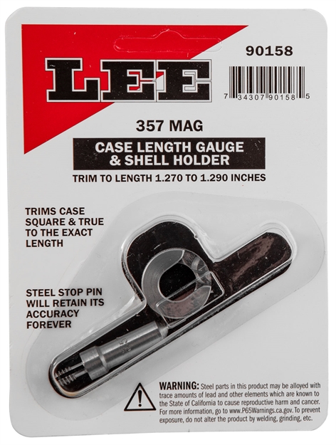 Picture of  Lee Precision 90158 Case Length Gauge  Silver, 357 Mag, Steel Works With Cutter/Lock Stud Includes Shell Holder 734307901585