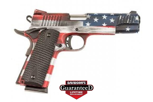 Picture of Citadel Cit45fspusa M1911 Government 45 Acp 8+1, 5" Stainless Steel Barrel, American Flag Cerakote Serrated Steel Slide, Steel Frame W/Beavertail, Ambidextrous CITC45FSPUSA 682146281811
