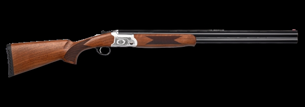 Picture of  Pointer Kar1228 Acrius  Full Size 12 Gauge Break Open 3" 2Rd 28" Black Over/Under Vent Rib Barrel, Nickel Steel Laser Etched Receiver, Fixed Turkish Walnut Stock, Ambidextrous