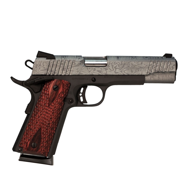 Picture of  Citadel Cit45fspmad M1911 Government Full Size Frame 45 Acp 8+1 5" Stainless Steel Barrel, Damascus Madagascar Cerakote Serrated Steel Slide, Black Cerakote Steel Frame W/Beavertail, Ambidextrous