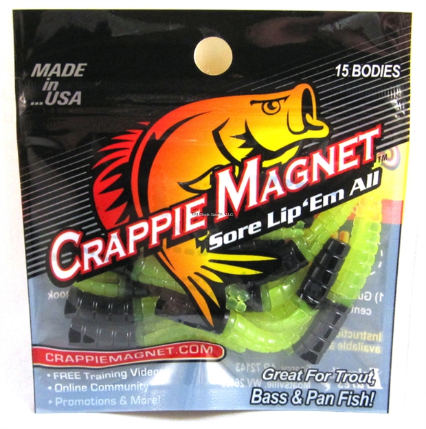 Picture of Leland Lures Crappie Magnet 15 Pc. Body Pack, Black/Chartreuse, 15/Pack