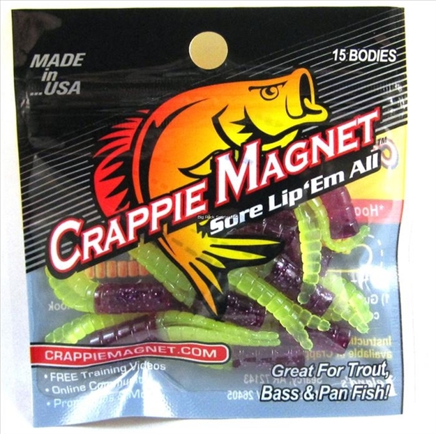 Picture of Leland Lures Crappie Magnet Therapist Body Pack, Purple/Chartreuse, 15/Pack