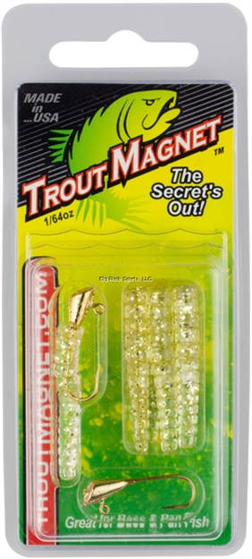 Picture of Leland Lures Trout Magnet 9 Pc. Pack, 1/64 Oz, Gold Glitter, 7 Bodies And 2-1/64 OZ Size 8 Jigheads
