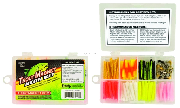 Picture of Leland Lures Trout Magnet Neon Kit, 1/64 Oz, 15 Hooks, 70 Bodies And Shad-Dart Heads