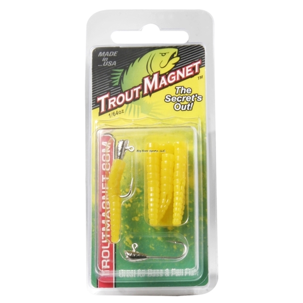 Picture of Leland Lures Trout Magnet 9Pc. Pack, Yellow, 7 Bodies And 2-1/64 OZ Size 8 Jigheads