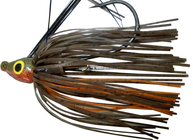 Picture of Lethal Weapon Lethal Weapon Ii, Swimming Jig, Hand-Tied, Hand Painted, Weedless,1/4Oz,5/0 Owner Hook-Light Wire, Green Pumpkin Orange