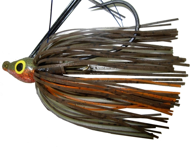 Picture of Lethal Weapon Lethal Weapon Ii, Swimming Jig, Hand-Tied, Hand Painted, Weedless,3/8Oz,5/0 Owner Hook-Light Wire, Green Pumpkin Orange