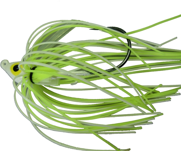 Picture of Lethal Weapon Lethal Weapon Ii, Swimming Jig, Hand-Tied, Hand Painted, Weedless,3/8Oz,5/0 Owner Hook-Light Wire, Pearl And Chartreuse