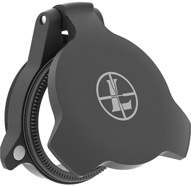 Picture of  Leupold 114756 Alumina Scope Cover Matte Black Aluminum 24Mm Objective Screw ON Mount Flip Open 030317147563