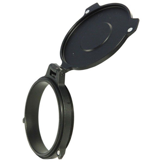 Picture of  Leupold 117608 Alumina Scope Cover Matte Black Aluminum, 44Mm Objective, Screw ON Flip Open 030317176082