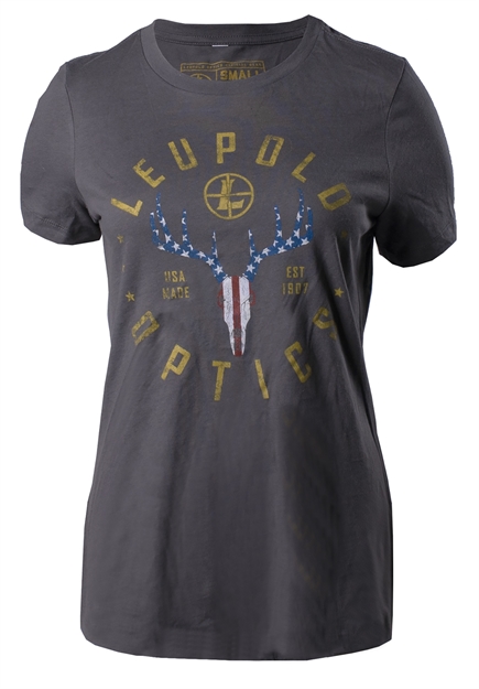 Picture of  Leupold 179150 American Whitetail Women's Gray Cotton/Polyester Short Sleeve Medium
