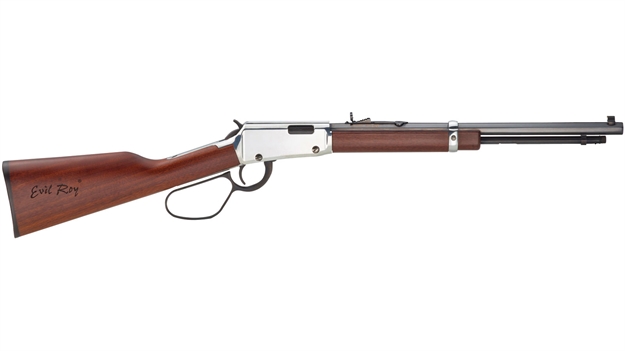 Picture of  Henry H001tmer Frontier Carbine Evil Roy 22 Wmr Caliber With 9+1 Capacity, 17" Barrel, Brushed Nickel Metal Finish & American Walnut Stock Right Hand (Full Size) 619835011138
