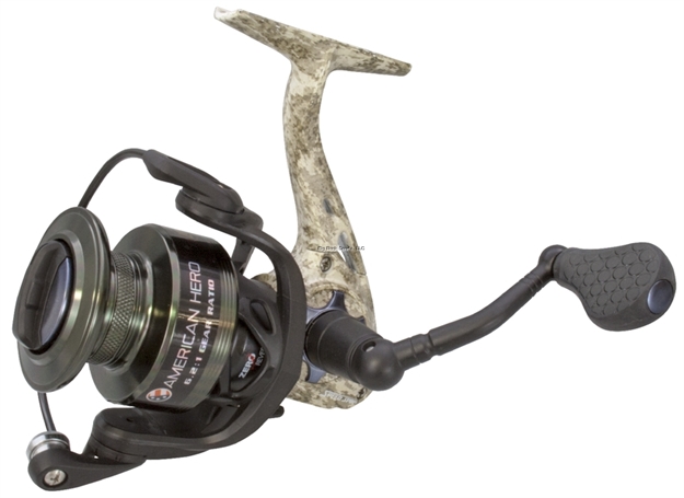 Picture of Lew's American Hero Camo Speed Spin Spinning Reel, Rev Handle, Front Drag, 5Bb + 1 Rb, 6.2:1 Ratio, 150/8, 8.9 Oz.