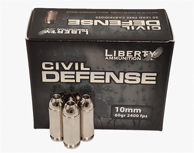 Picture of Liberty Ammunition Lacd10032 Civil Defense  10Mmauto 60Gr Lead Free Fragmenting Hollow Point 20 Per Box/50 Case 748252054982
